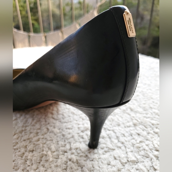 Coach Women's Classic Black Leather Pumps - Picture 9 of 12